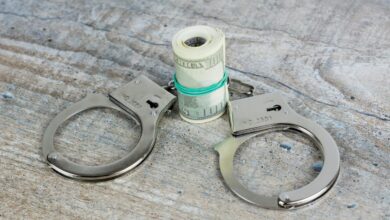 a pair of scissors and a roll of money on a table